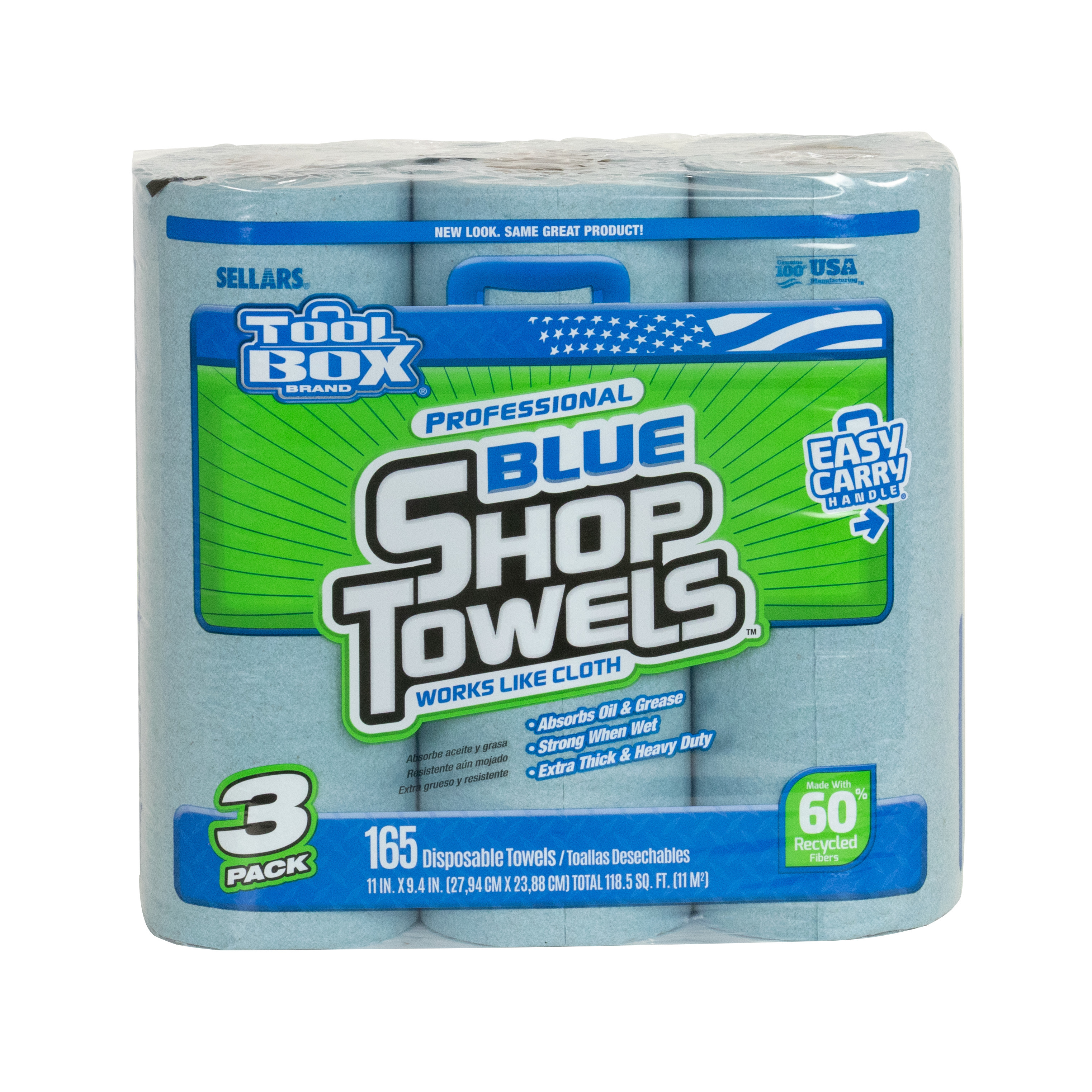 3 pack of Sellars toolbox z400 blue shop towels