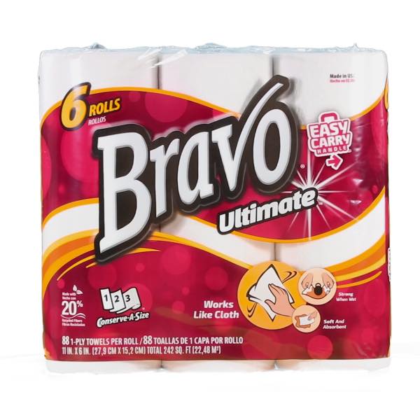 Pack of 24 Sellars 54486 Bravo Naturally Strong Paper Towels Natural 