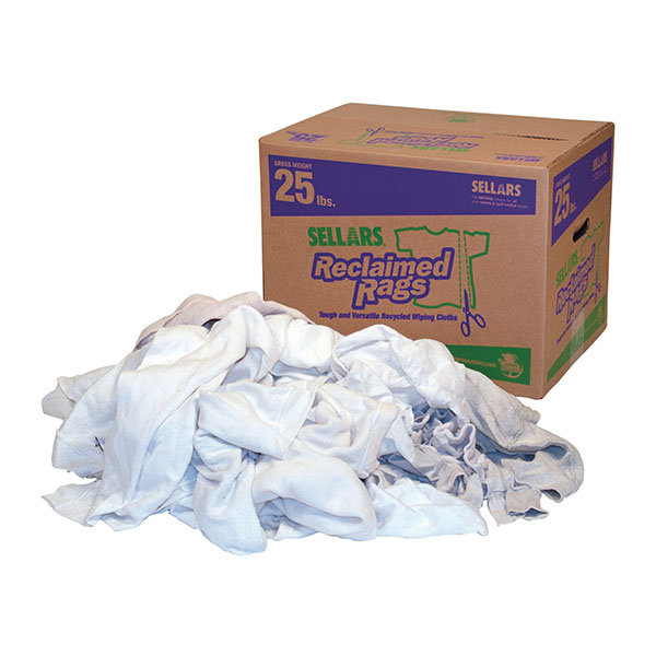 25 lbs box of Sellars Reclaimed White Fleece Rags