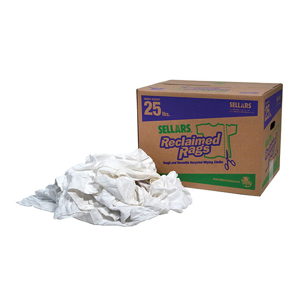 25 lbs box of Sellars Reclaimed Pure White Rags
